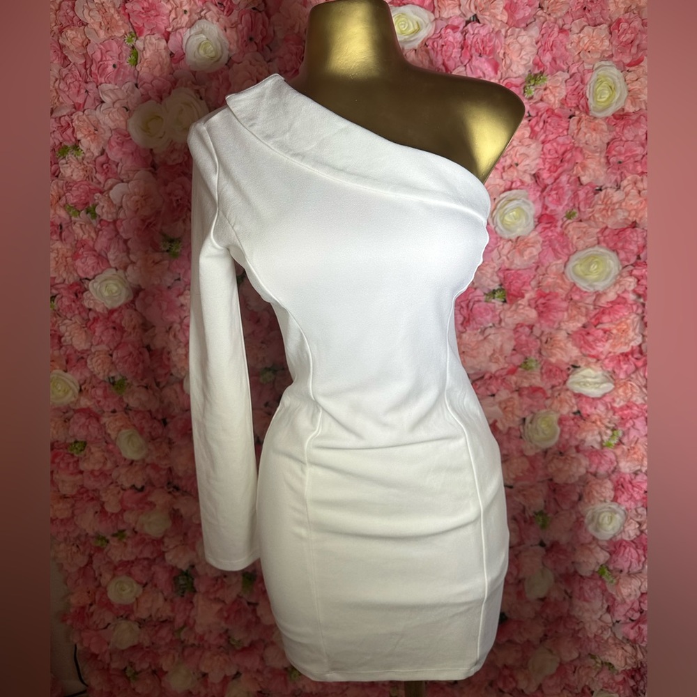Hello Molly White Asymmetrical Bodycon Dress
